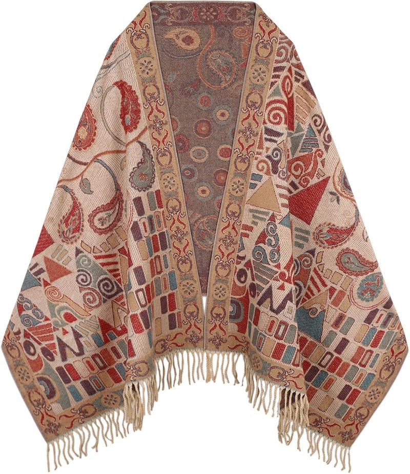 EXTREE Scarfs for Women Pashmina Silky Shawl Wrap for Evening Dressing Blanket Open Front Poncho Cape - Image 1